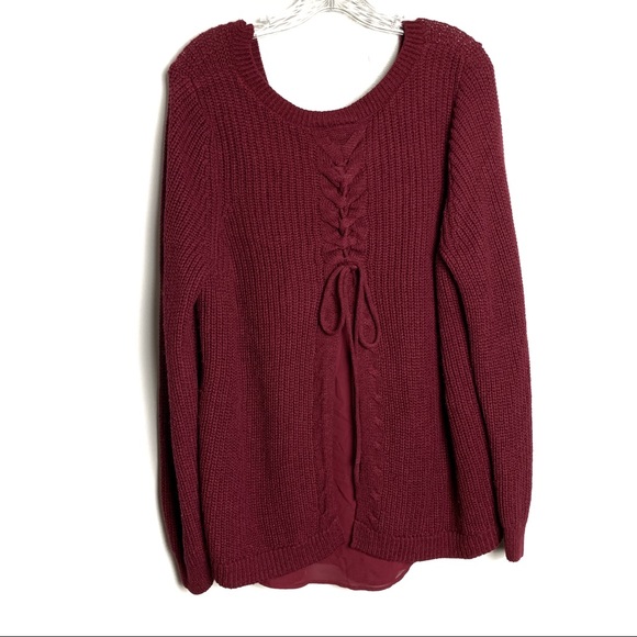 Torrid Burgundy Cable Knit 2fer Sweater Sz2/2X - Picture 8 of 8
